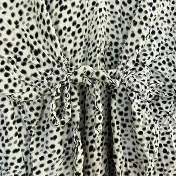 Monki Kaftan Flowy midi dress white black dotted size M/L Beach summer vacation - Picture 7 of 7